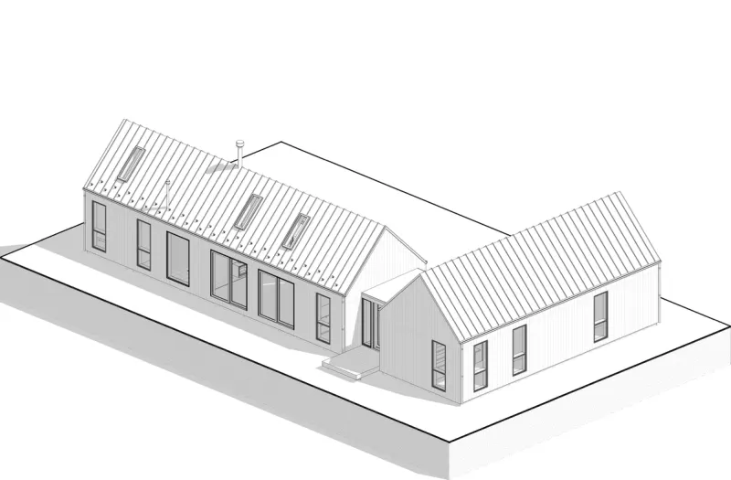Line drawing of a HUTS Standard with a long wing and a shorter offset wing.